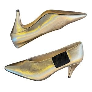 Free People Florence Pumps | Gold & Black | Women’s 38